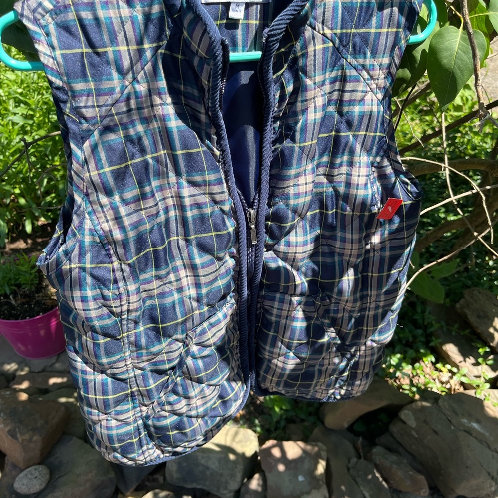 Blue and tan vest